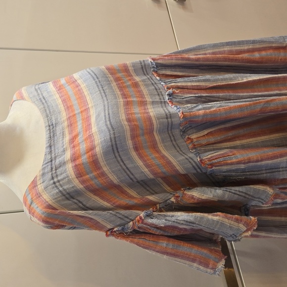 Free People Summer Nights Striped Tunic Cotton Blue Pink Womens Size Medium - Picture 2 of 13